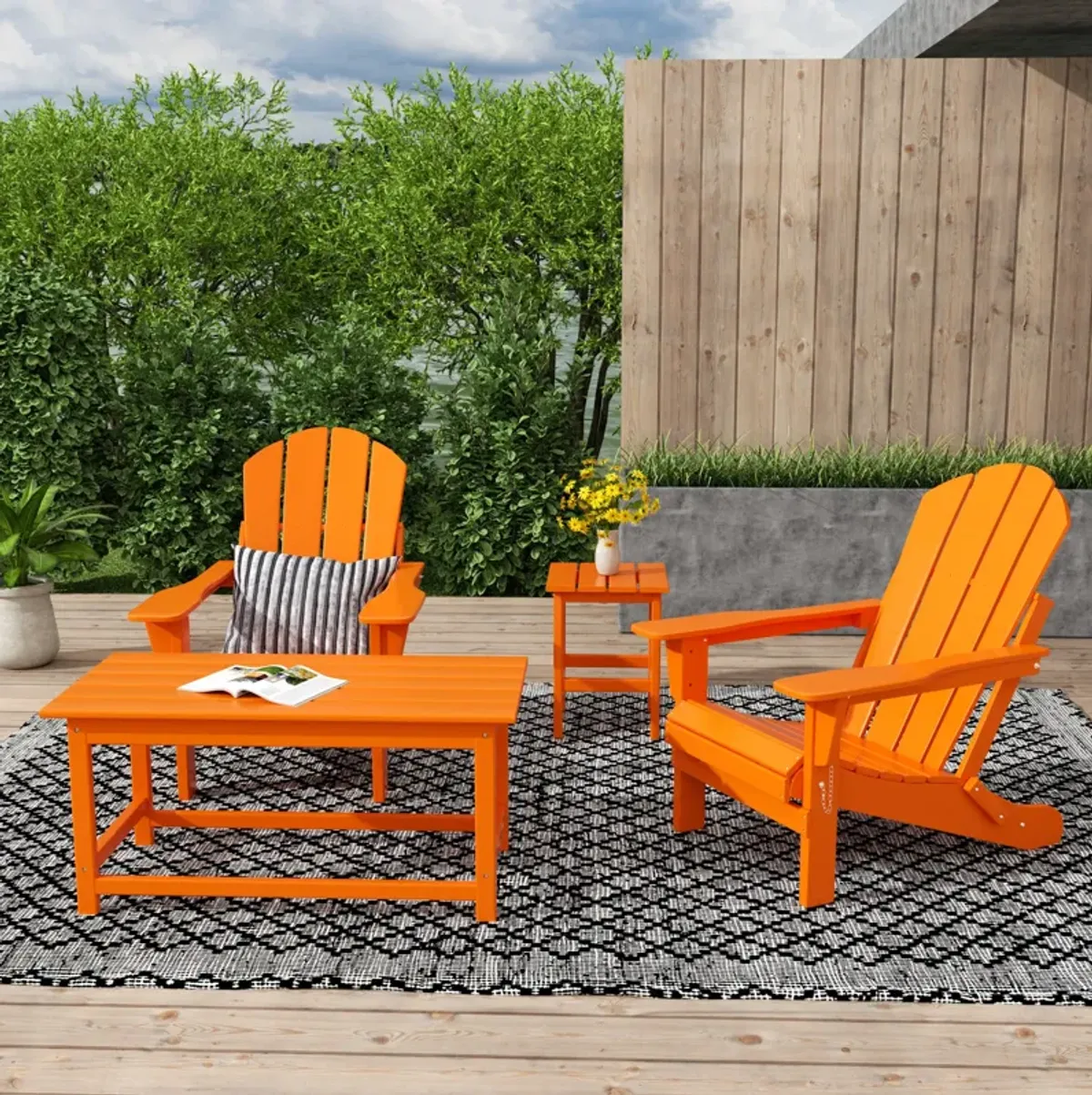 WestinTrends 4-Piece Outdoor Paio Adirondack Conversation Seating Set