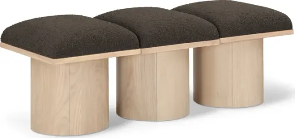 Meridian Furniture Pavilion Brown Boucle Fabric Bench