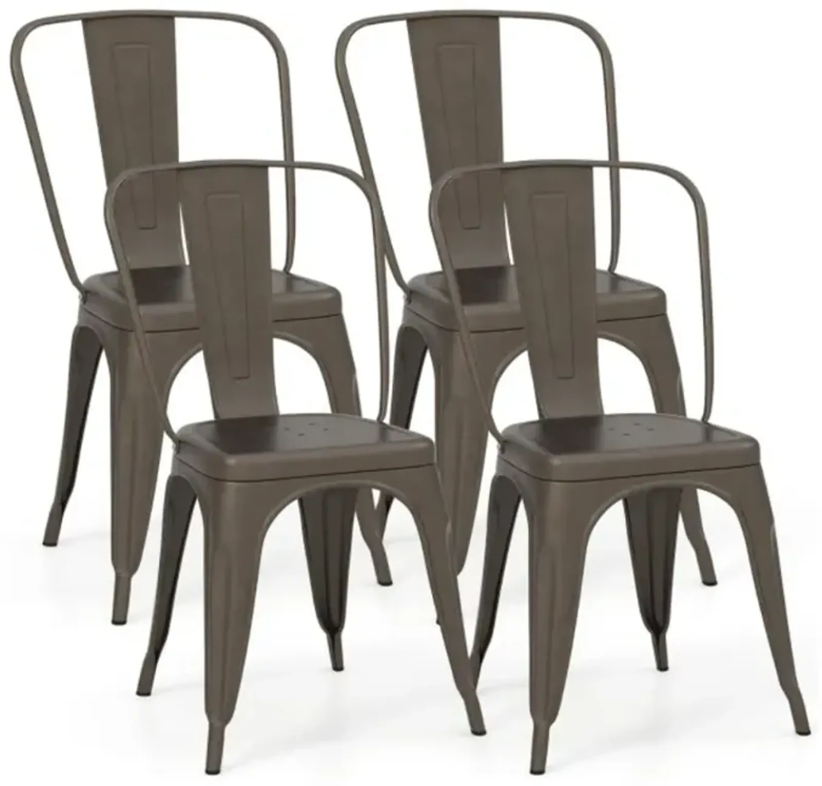 Hivvago 18 Inch Set of 4 Metal Dining Chair with Stackable Design