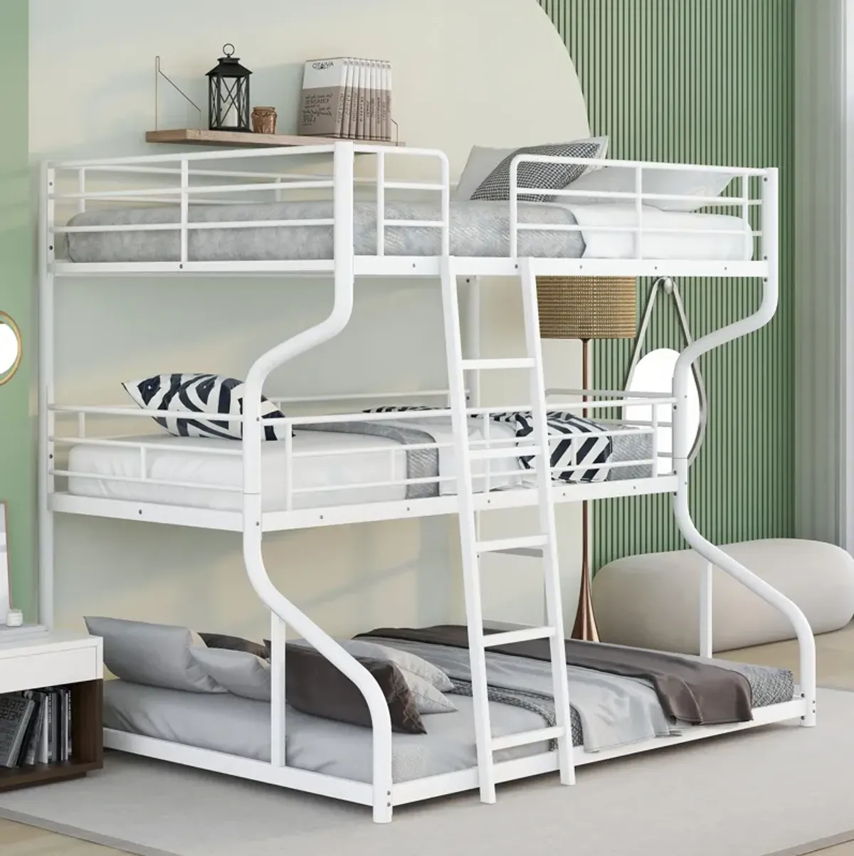 Merax Bedroom Triple Bunk Bed with Ladders