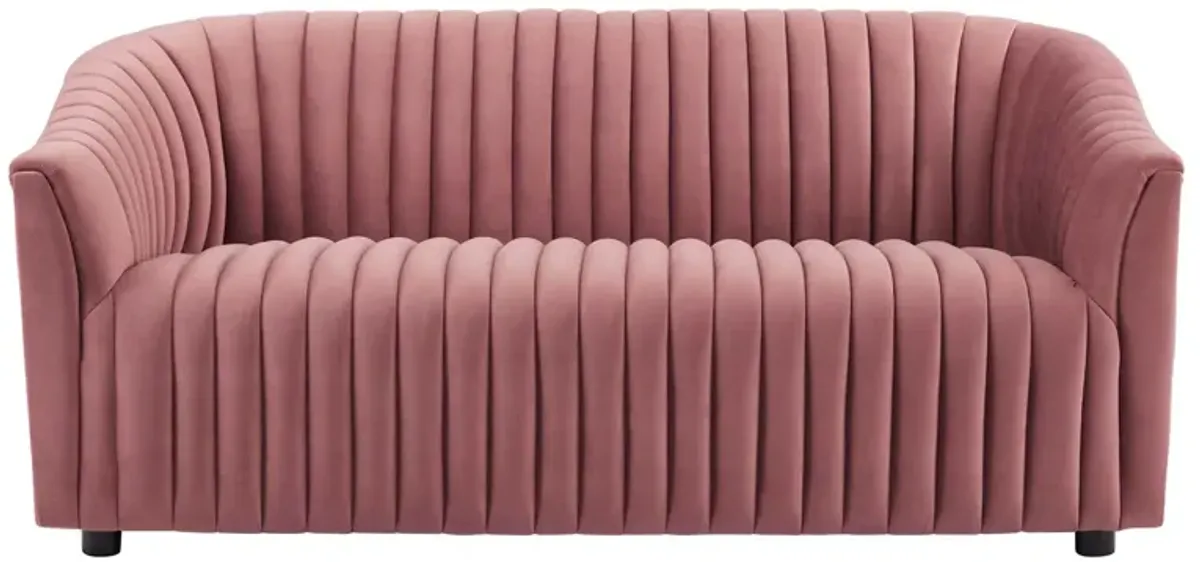 Announce Performance Velvet Channel Tufted Loveseat