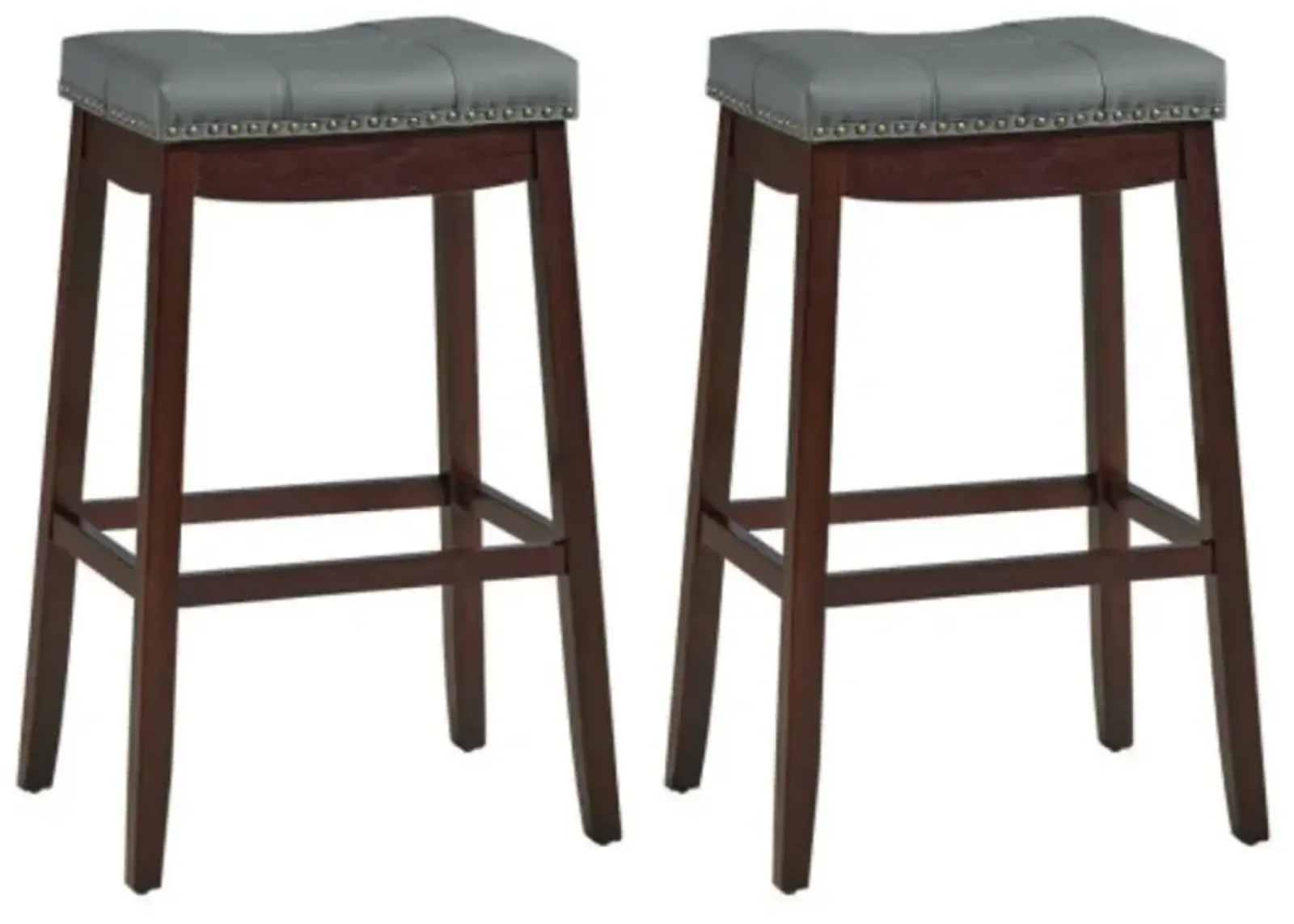 29" Set of 2 Nailhead Saddle Bar Stools