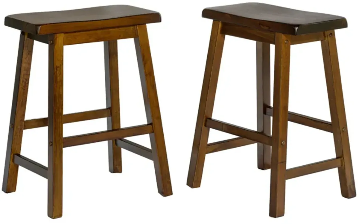 Legacy Decor Saddleback Seat Height Wood Bar Stool in Distressed Finish (Set of 2)