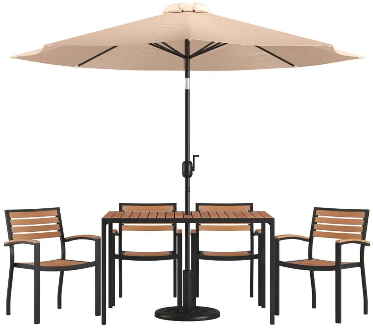 Table-4 Chairs-Umbrella & Base