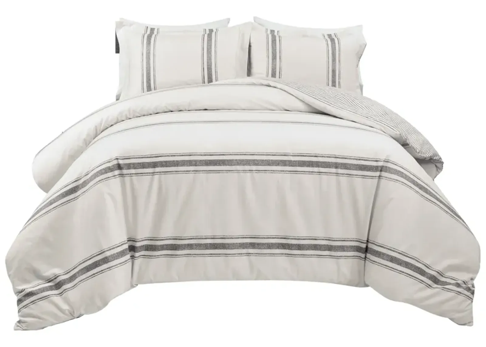 Farmhouse Stripe Cotton Duvet Cover  3Pc Set