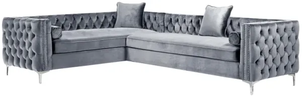 Inspired Home Clarinda Velvet Left Facing Corner Sectional Sofa