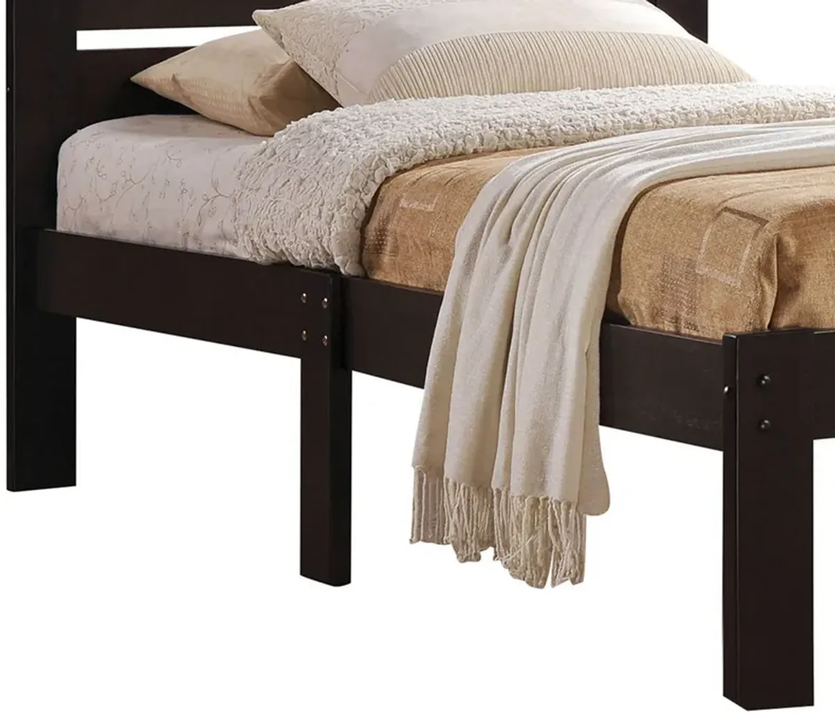 Kenney Elegant Queen Bed, Espresso-Benzara