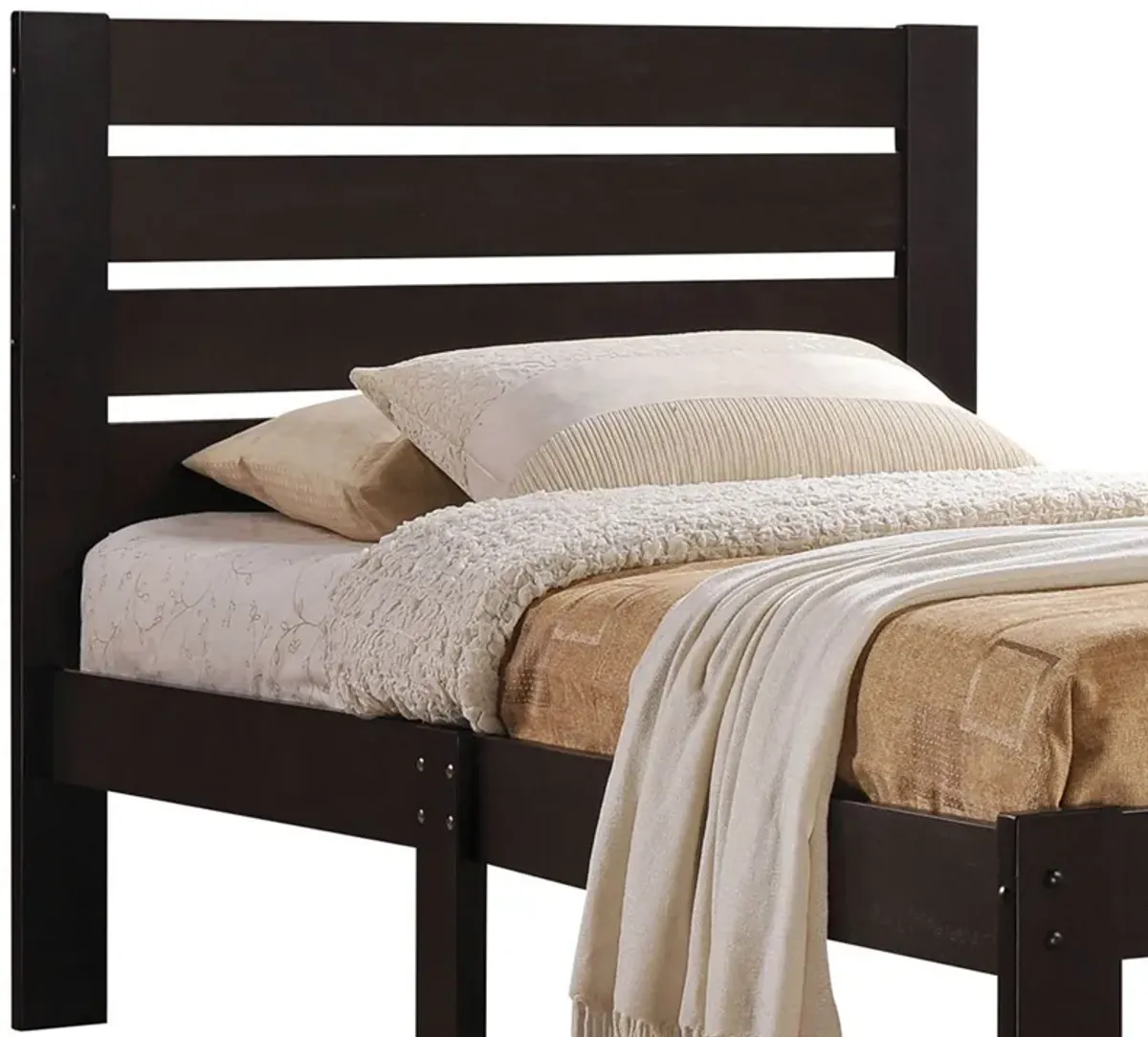 Kenney Elegant Queen Bed, Espresso-Benzara