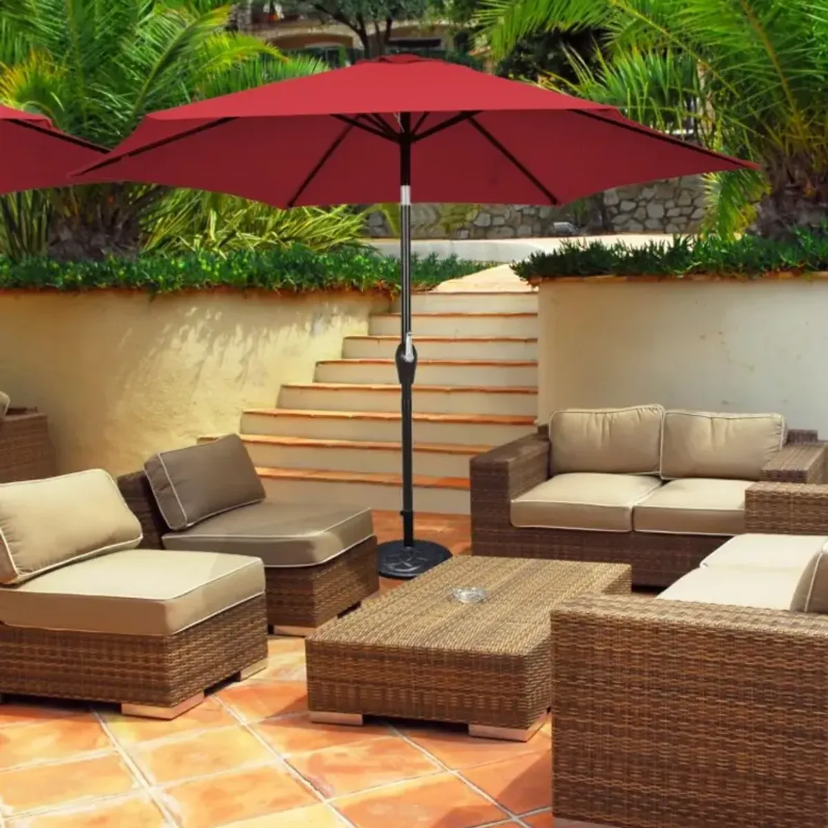 Hivvago 10 Feet Outdoor Patio Umbrella with Tilt Adjustment and Crank