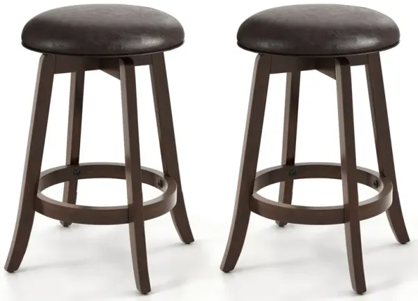 Set of 2 Upholstered PU Leather Bar Stool with 360° Swivel Round Seat