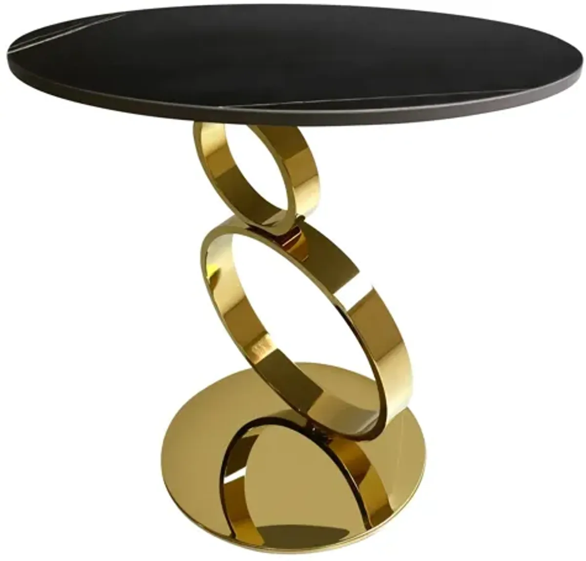 End Table with 12mm sintered stone top and polished stainless steel base