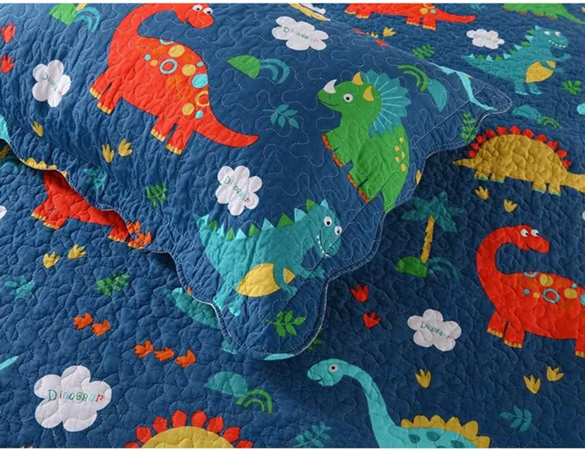 MarCielo Dinosaur Kids Cotton Quilt Bedspread Set.