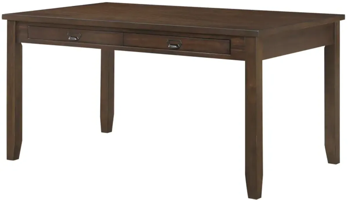 Humpty 60 Inch Dining Table, Rectangular Top, 2 Drawers, Cherry Brown Wood - Benzara