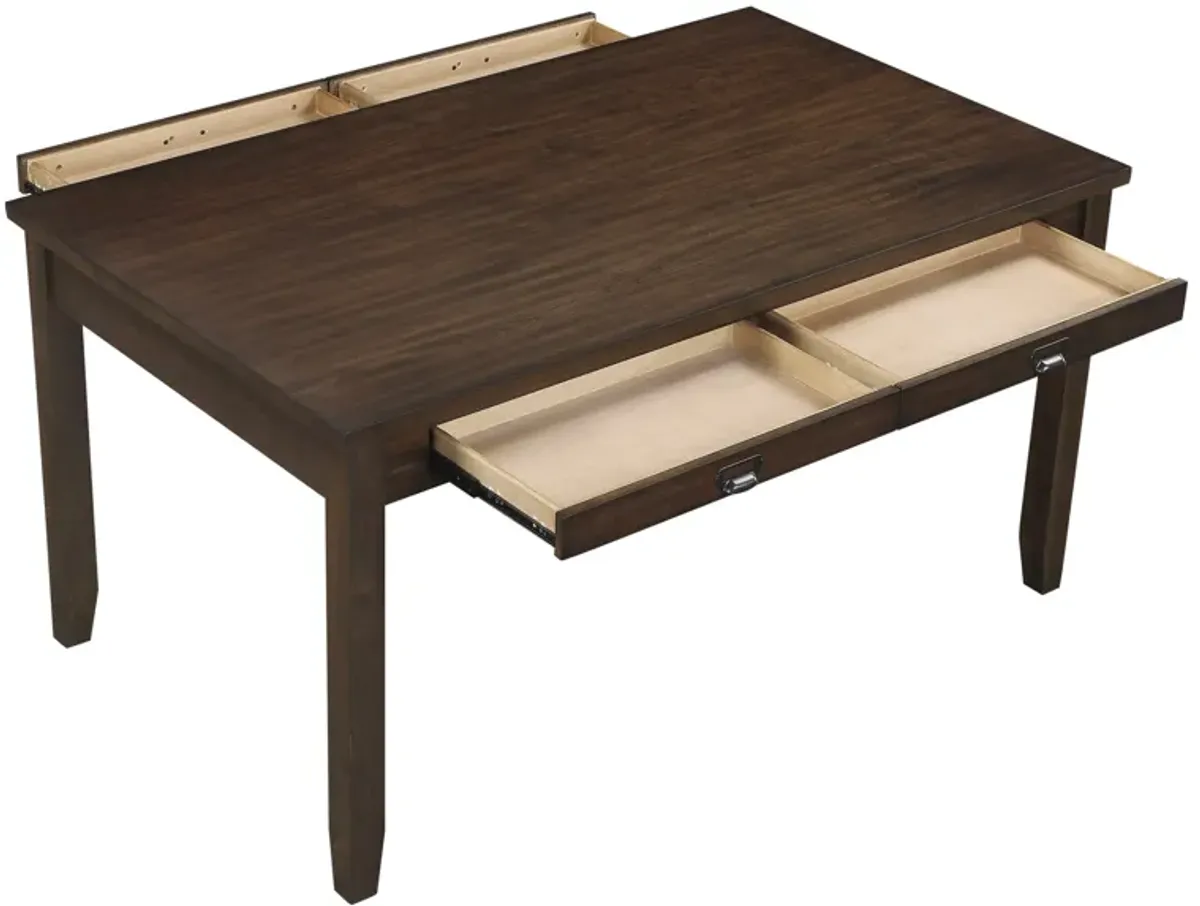 Humpty 60 Inch Dining Table, Rectangular Top, 2 Drawers, Cherry Brown Wood - Benzara