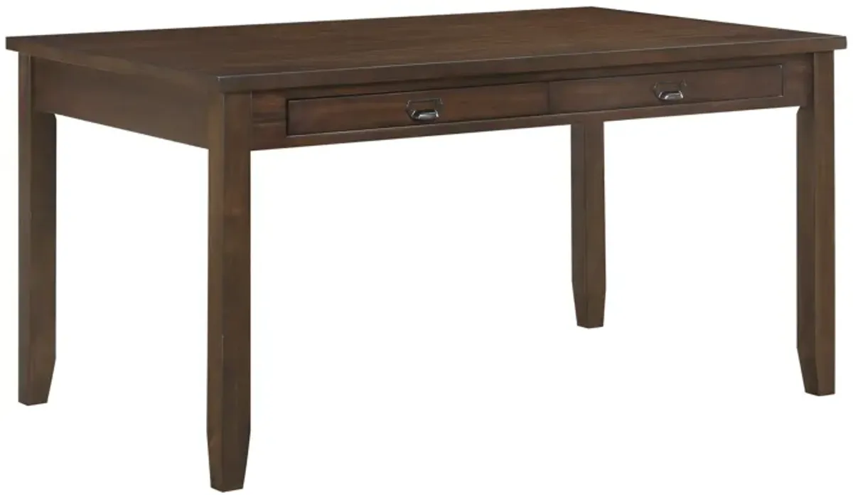 Humpty 60 Inch Dining Table, Rectangular Top, 2 Drawers, Cherry Brown Wood - Benzara