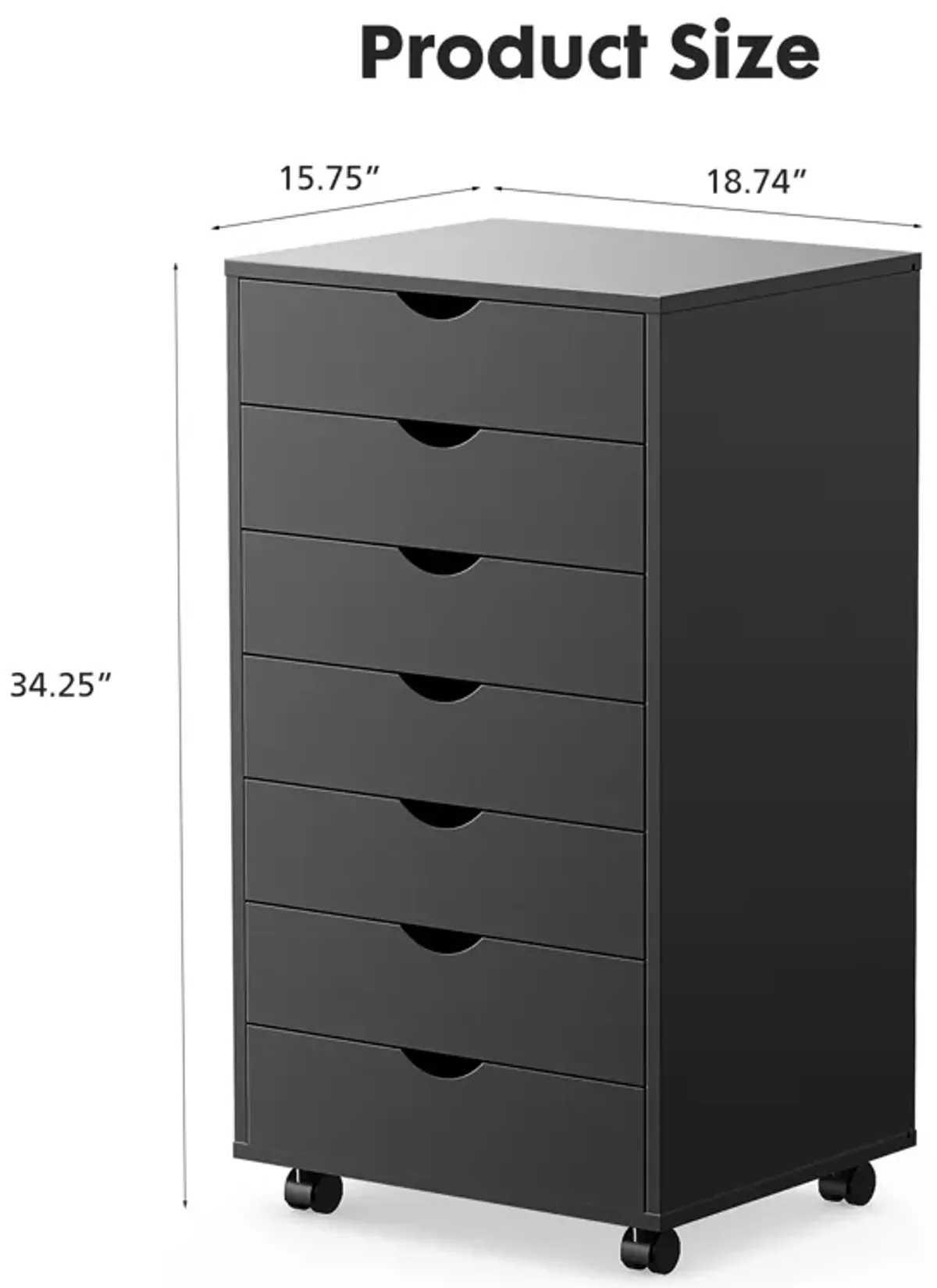 7-Drawer Chest with Wheels for Office Storage