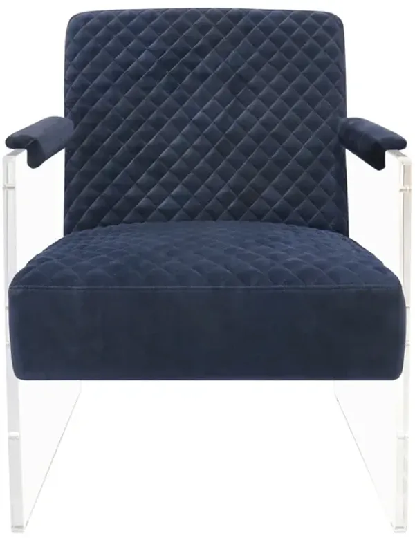 Pasargad Home Tribecca Collection Acrylic & Velvet Accentchair, Navy