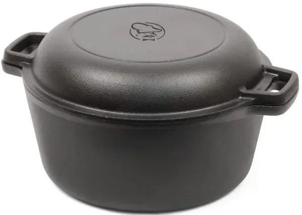 Cast Iron 5 Quart Dutch Oven with 2 in 1 Skillet Lid Pre Seasoned Cookware