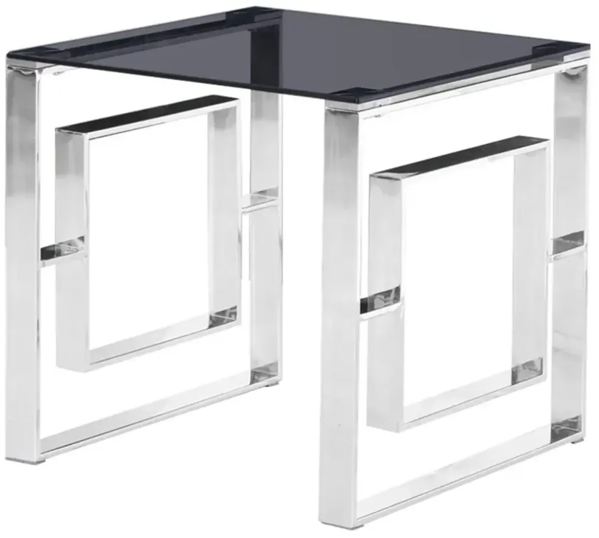 Best Master Mallory Stainless Steel and Smoked Glass End Table in Silver