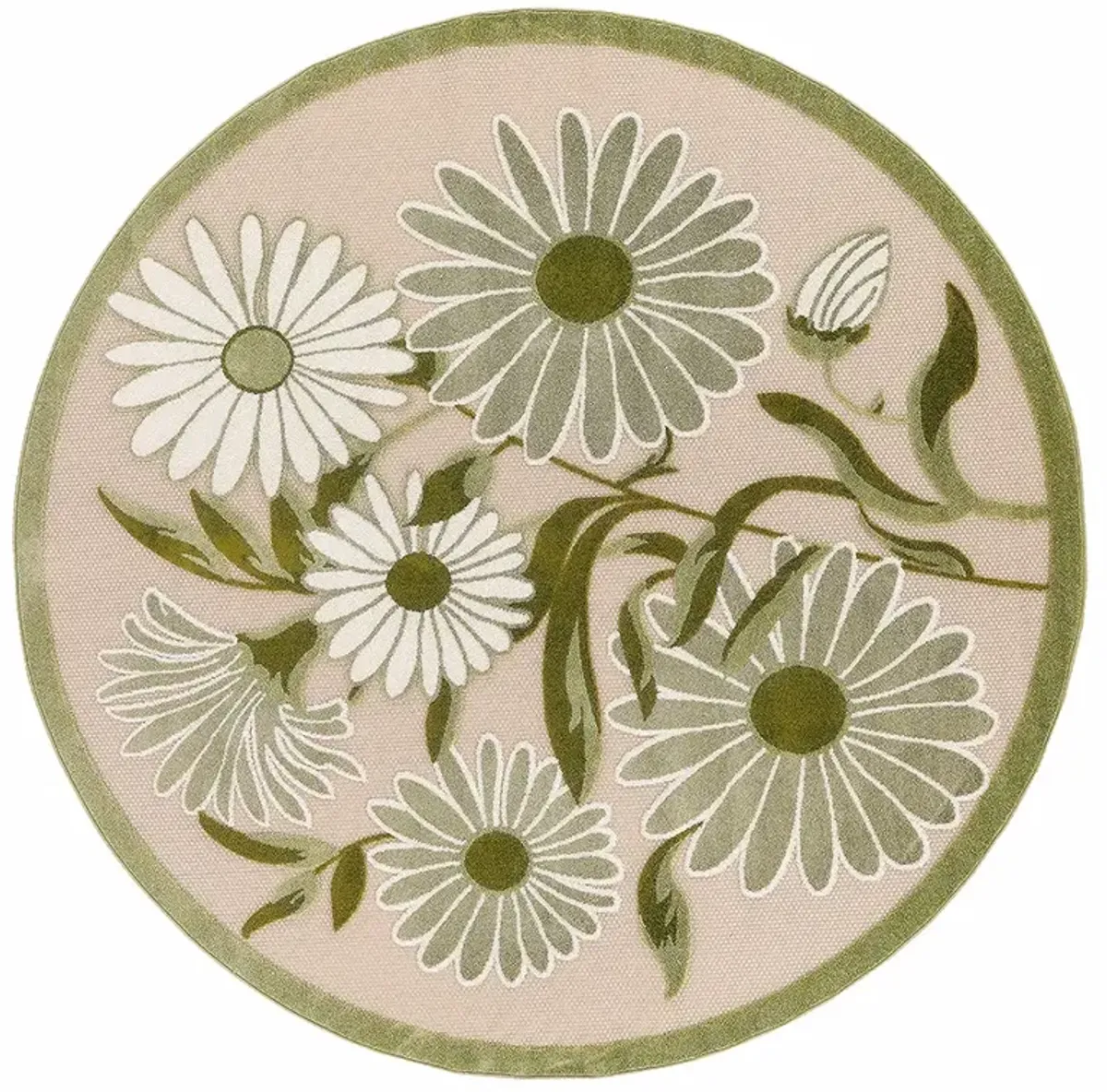 Aloha ALH33 Ivory/Green 5'3" x Round Rug