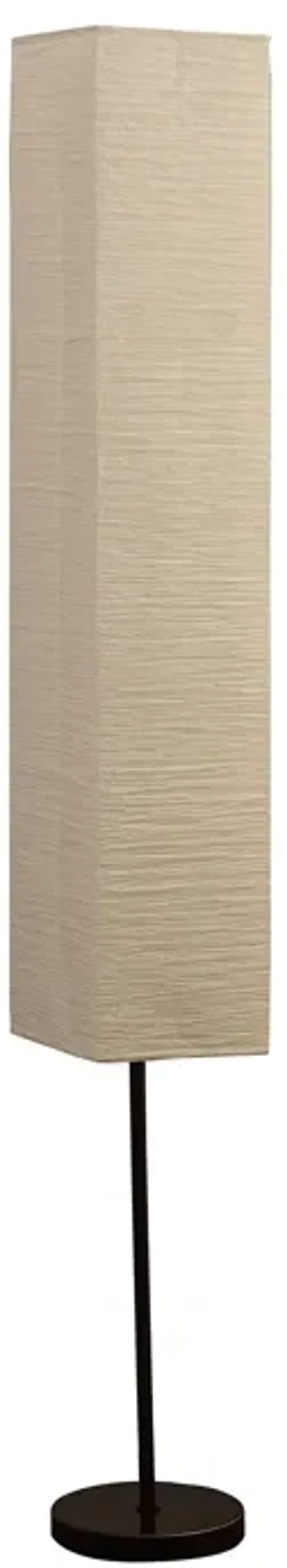 Hivvago 63" Black And Off White Column Floor Lamp With Off White Paper Rectangular Shade