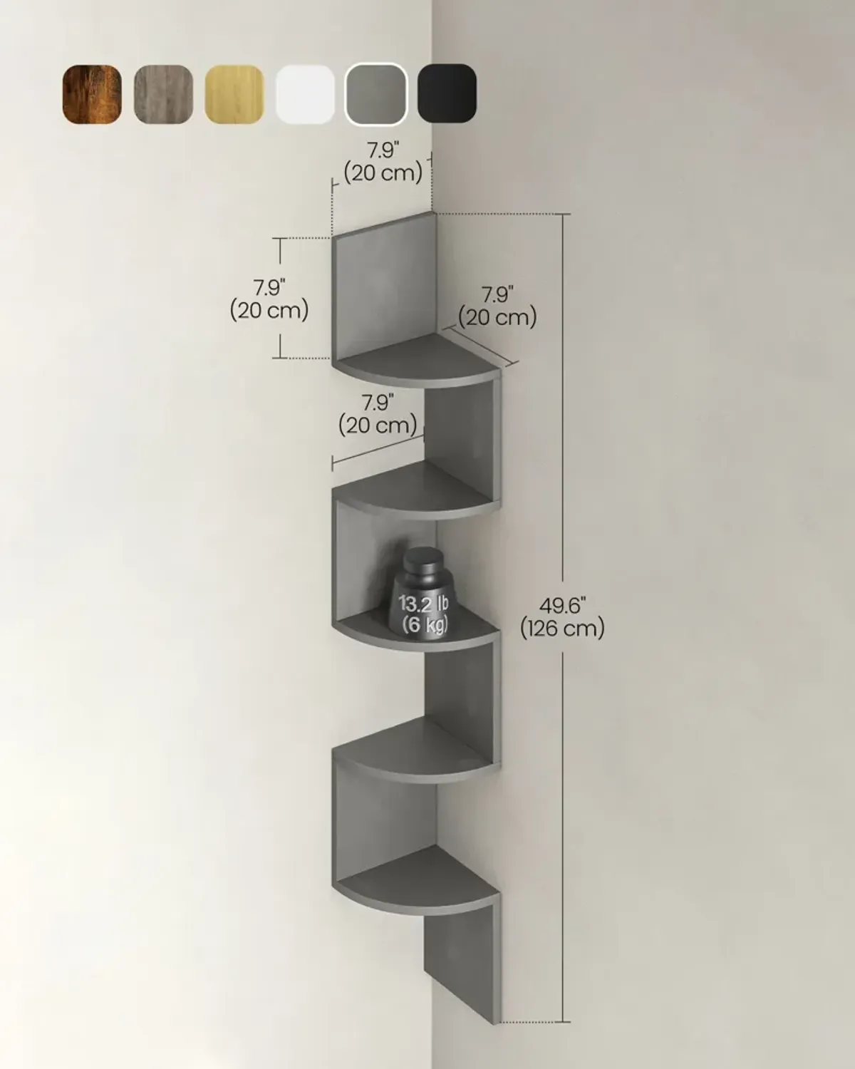 Modern 5-Tier Zigzag Floating Wall Shelf: Stylish Bookshelf for Unique Spaces