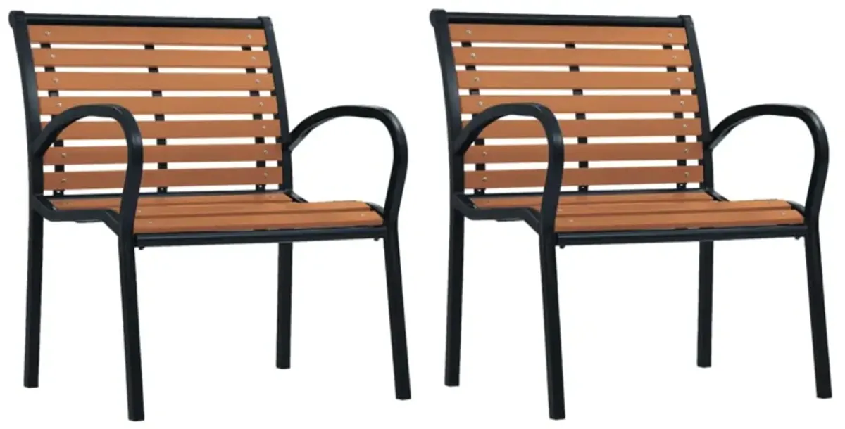 vidaXL Garden Chairs 2 pcs Steel and WPC Black and Brown