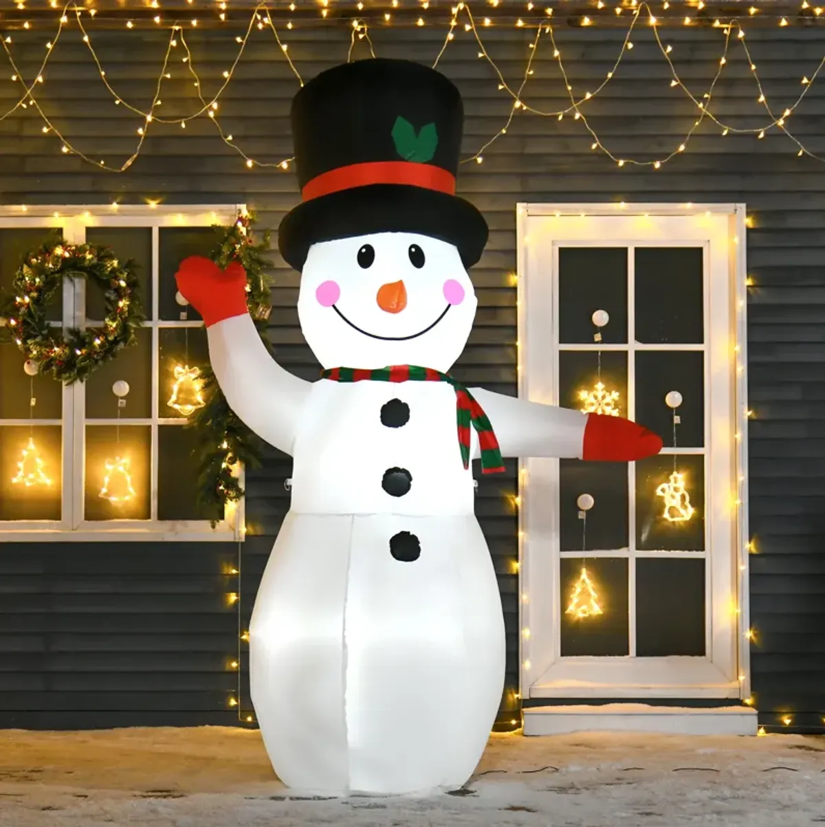 8' Christmas Inflatable Snowman w/ LED Lights Blow up Holiday Yard Decorations