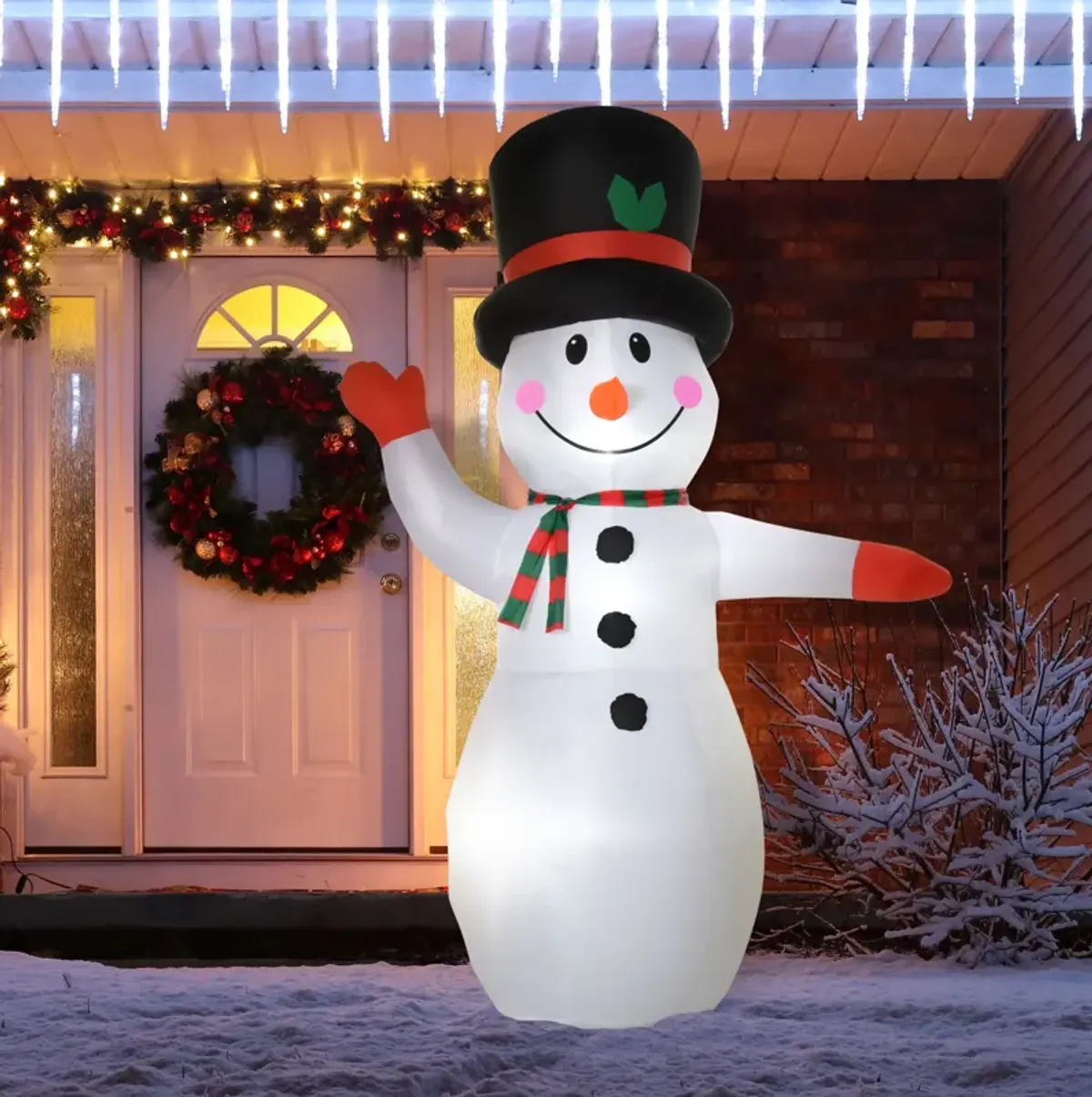 8' Christmas Inflatable Snowman w/ LED Lights Blow up Holiday Yard Decorations