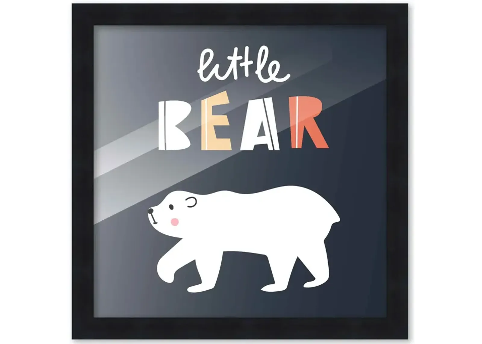 10x10 Framed Nursery Wall Art Little Bear Poster In Black Wood Frame For Kid Bedroom or Playroom