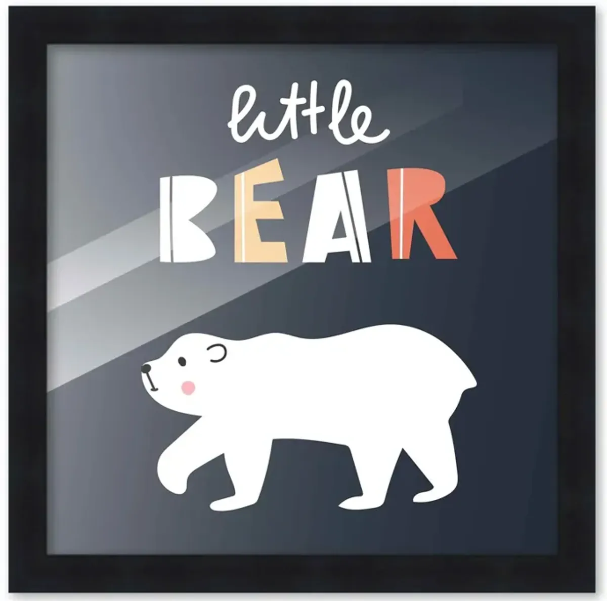 10x10 Framed Nursery Wall Art Little Bear Poster In Black Wood Frame For Kid Bedroom or Playroom