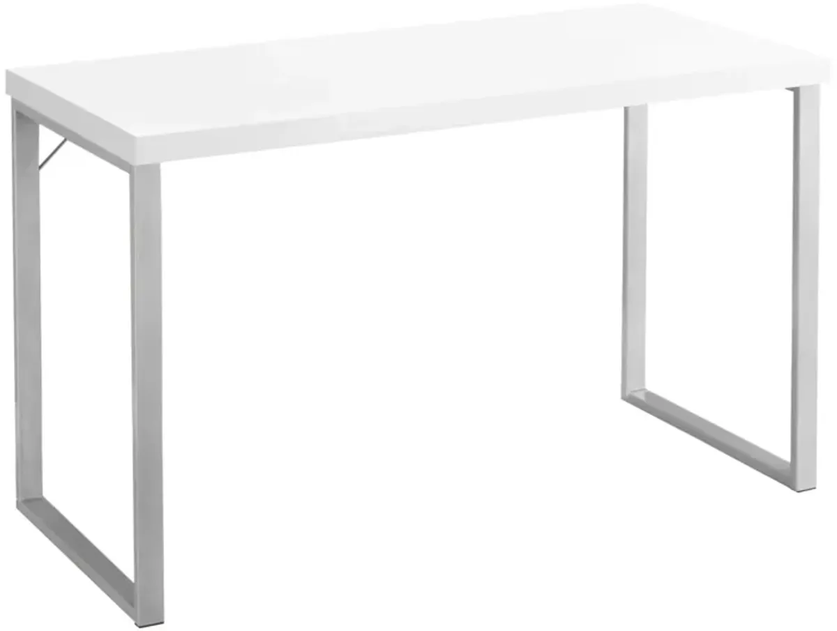 Computer Desk, Home Office, Laptop, 48"L, Work, Metal, Laminate, White, Grey, Contemporary, Modern