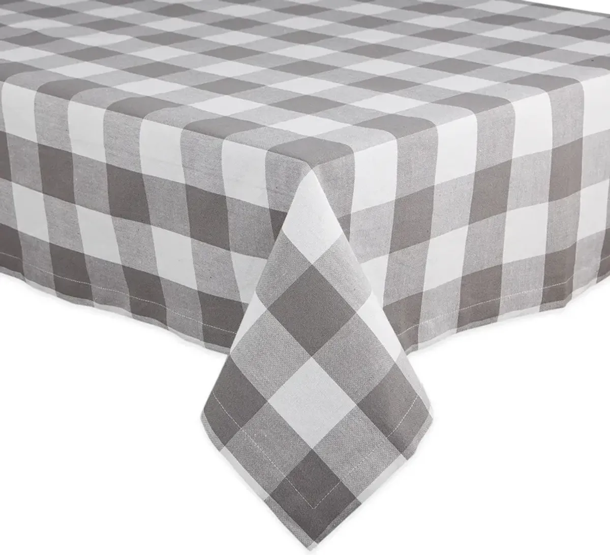 52" Gray and White Checkered Tablecloth