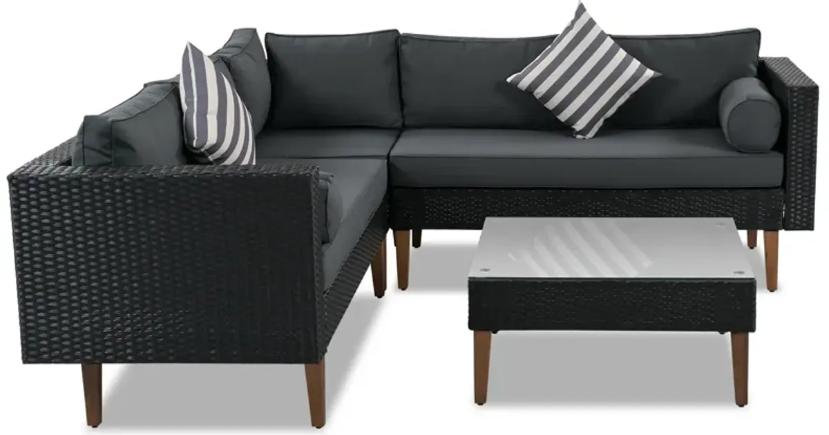Streamdale 4-Piece Outdoor Wicker Sofa Set with Cushions