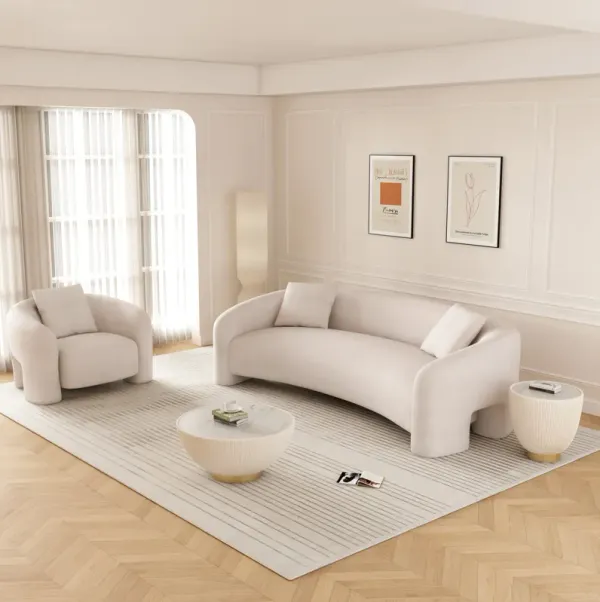 Sylvia Ivory Sofa and Accent Chair Set