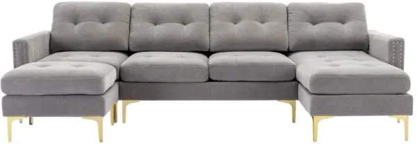 110" L-Shape Convertible Sectional Sofa Couch with Movable Ottoman