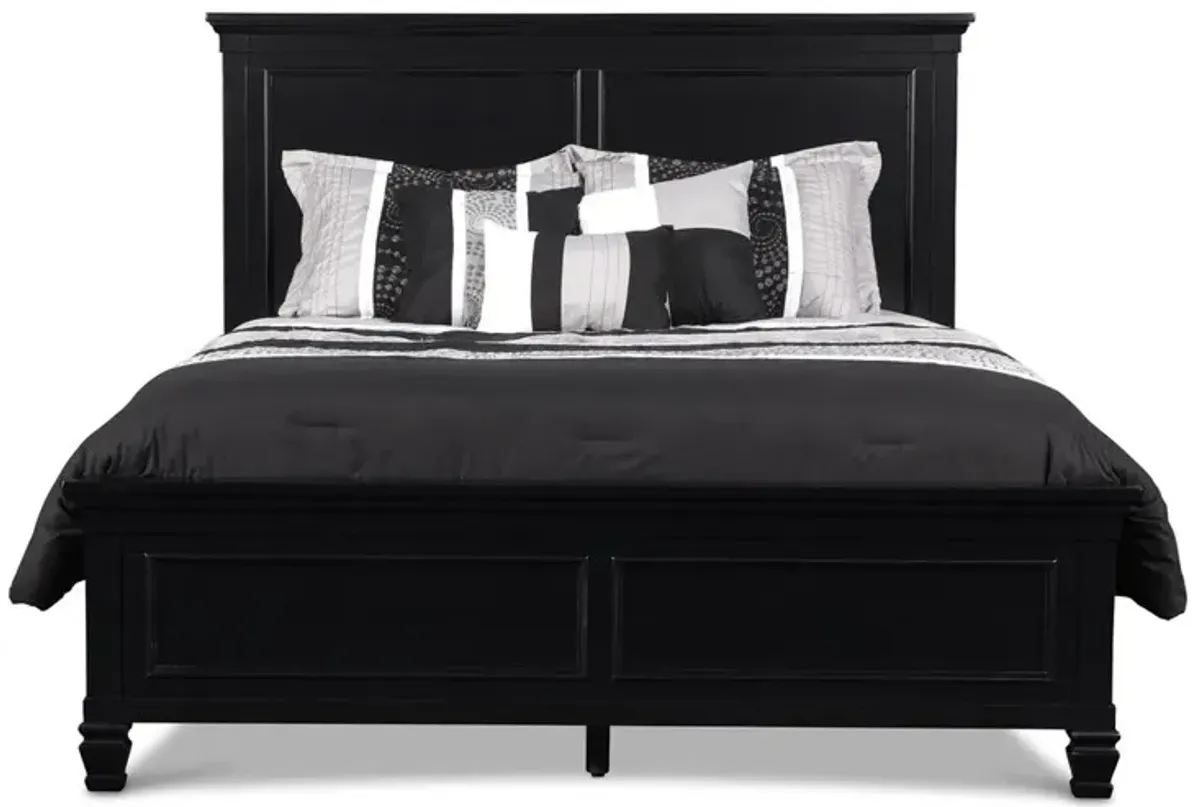 New Classic Furniture Furniture Tamarack Solid Wood King Panel Bed in Black