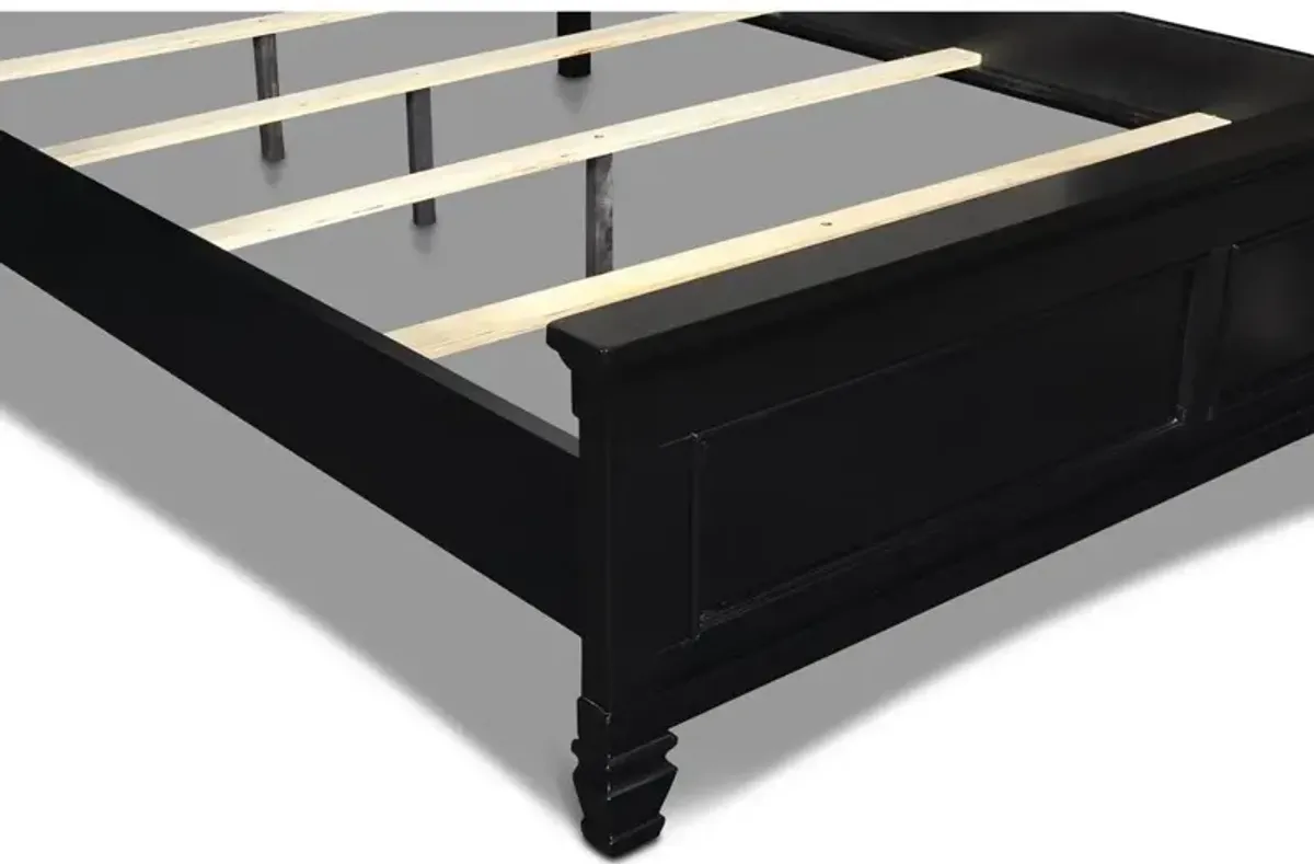 New Classic Furniture Furniture Tamarack Solid Wood King Panel Bed in Black