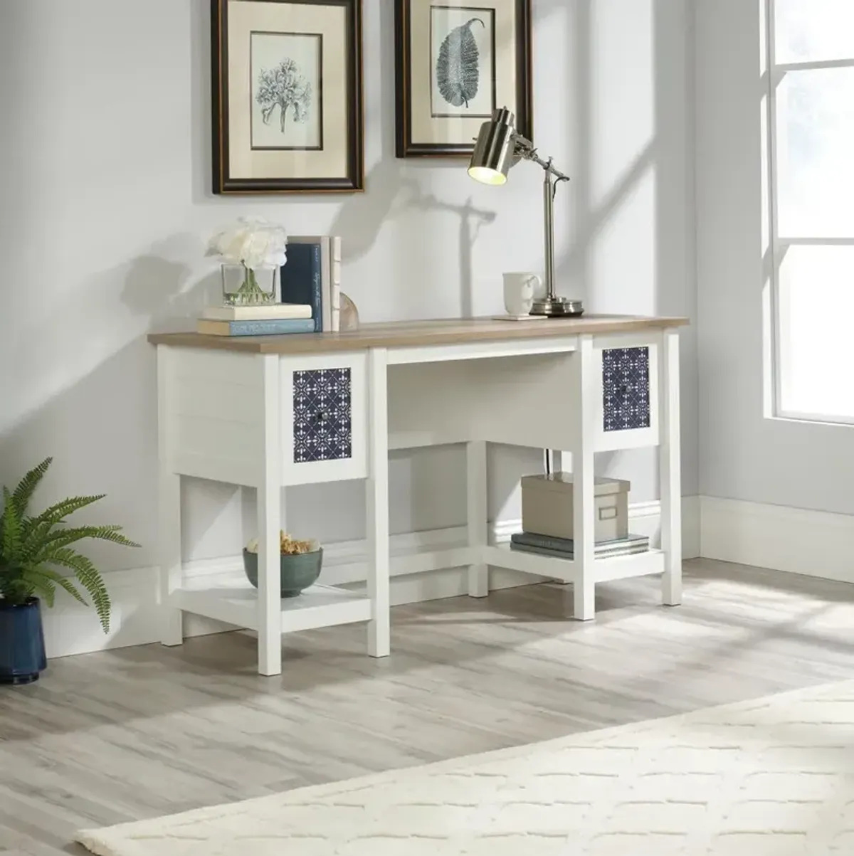 Sauder Cottage Road Desk Soft White