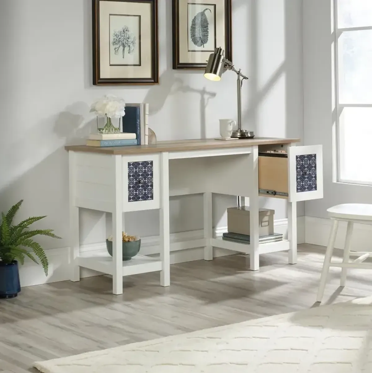 Sauder Cottage Road Desk Soft White