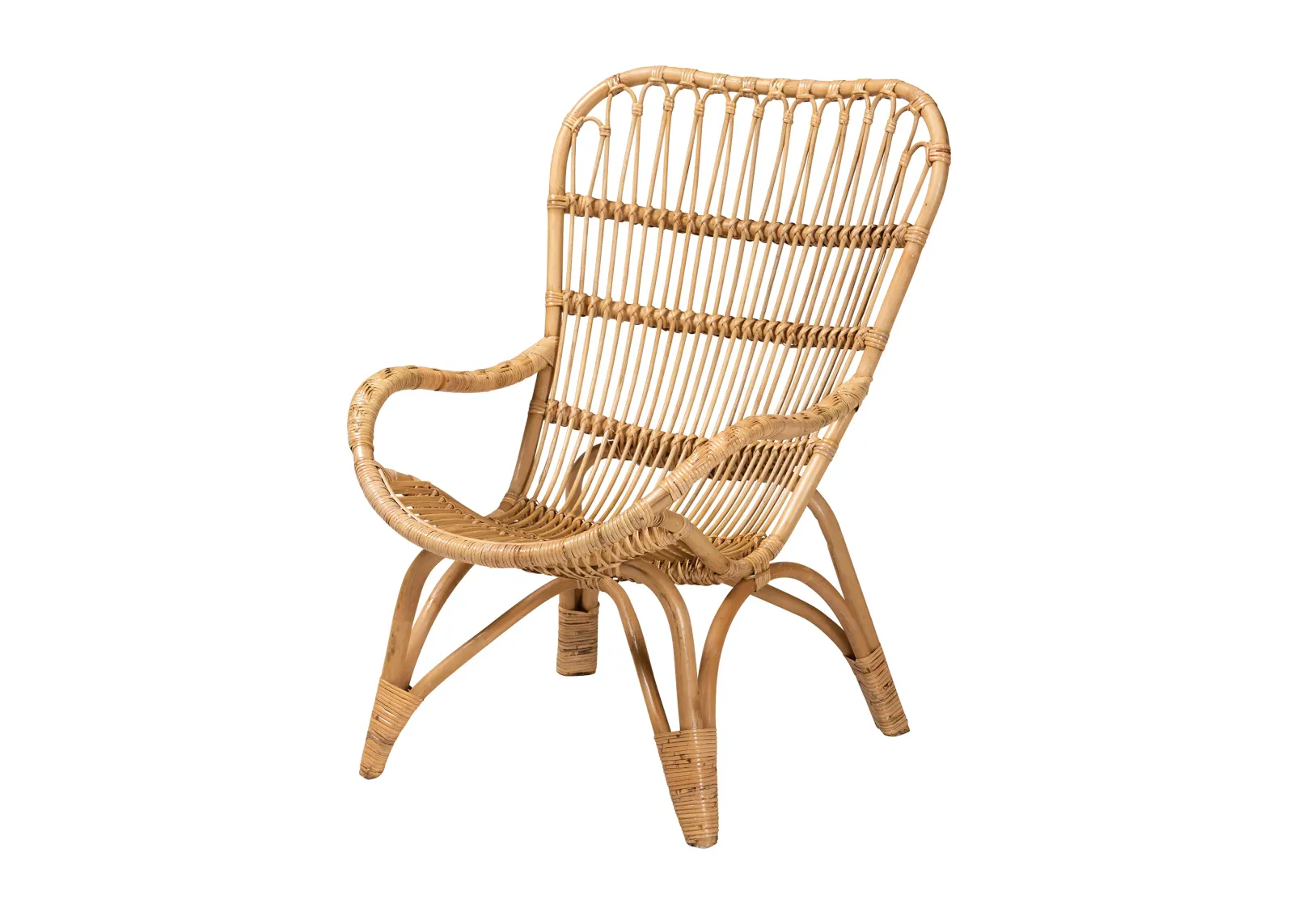 Bali & Pari Earvin Modern Bohemian Natural Brown Rattan Armchair