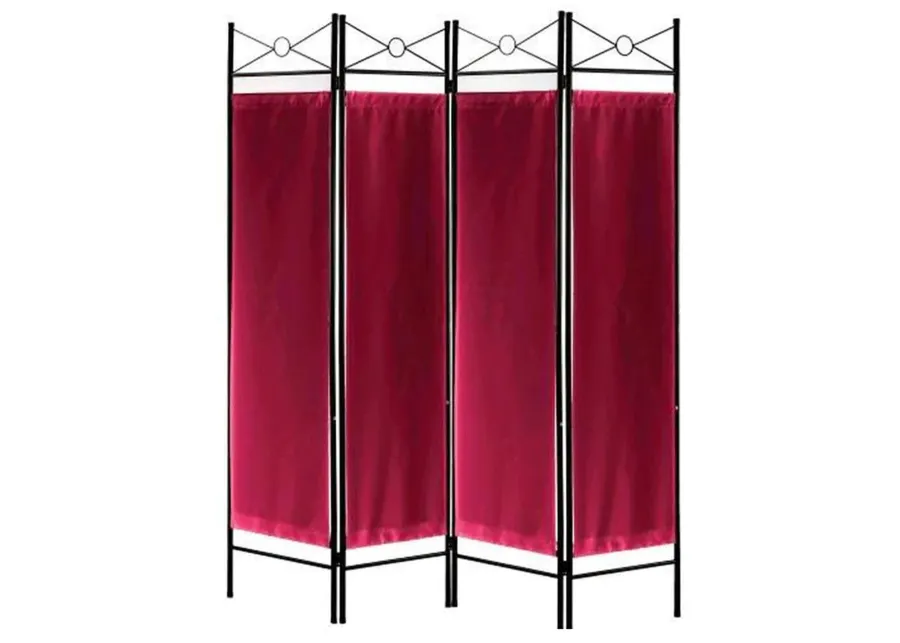 Legacy Decor 8 Panel Metal and Woven Fabric Room Divider with Two Way Hinges Black Color