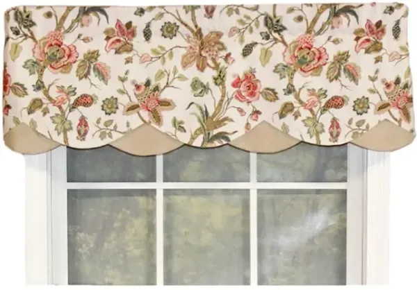RLF Home Gianna Petticoat Valance White. 3"Rod Pocket, Contrast Bottom fabric. 50"W x 15"L