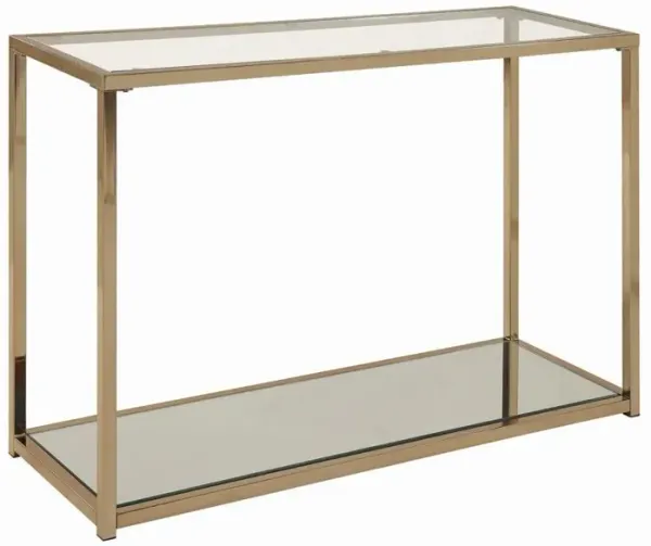 Cora Sofa Table with Mirror Shelf Chocolate Chrome