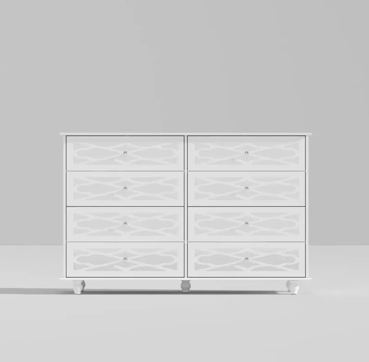 FUFU&GAGA Elegant 8-Drawer Dresser with Decorative Front Design for Bedroom or Living Room (55.1" W x 35.4" H x 15.7" D),White