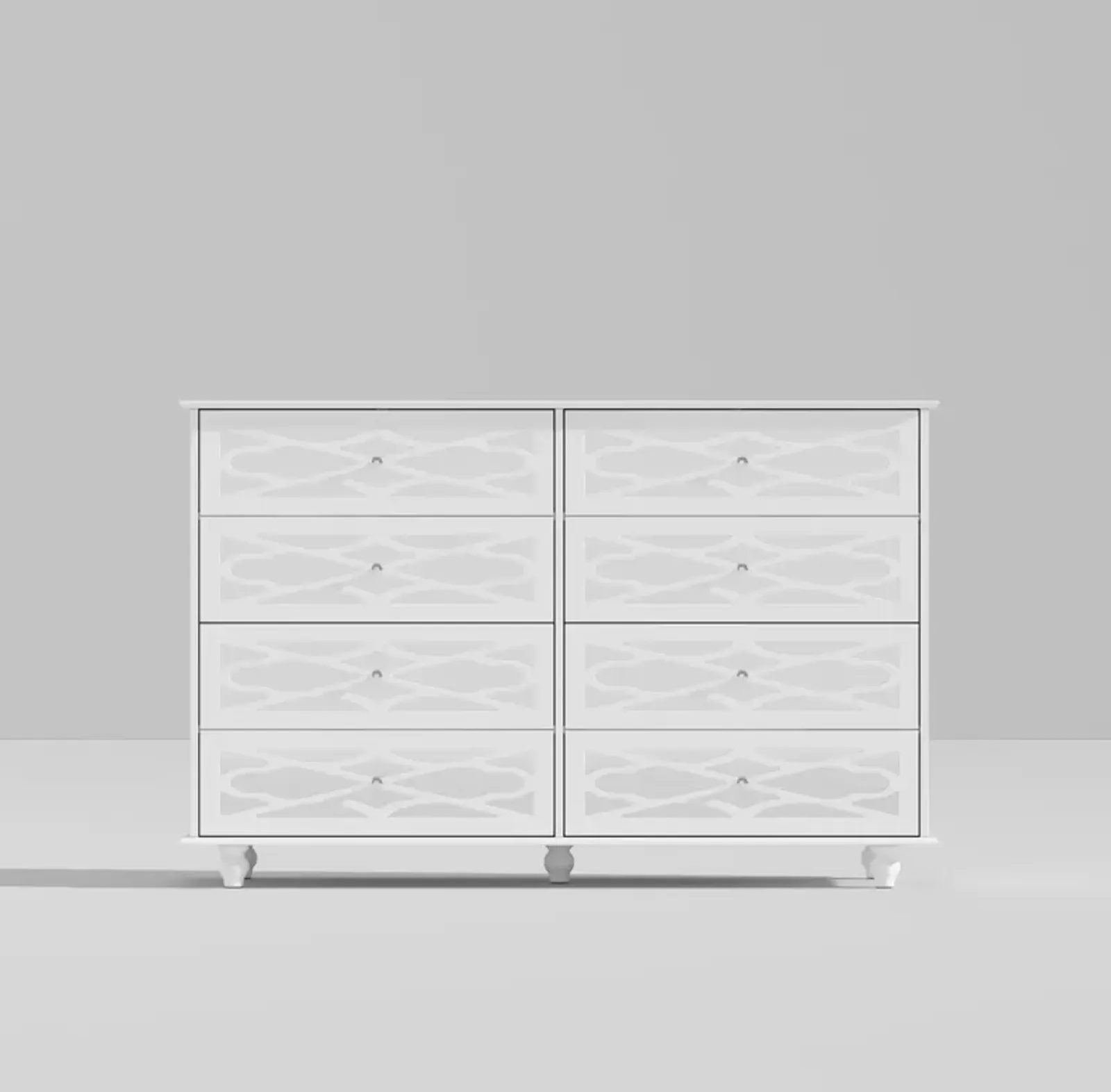 FUFU&GAGA Elegant 8-Drawer Dresser with Decorative Front Design for Bedroom or Living Room (55.1" W x 35.4" H x 15.7" D),White