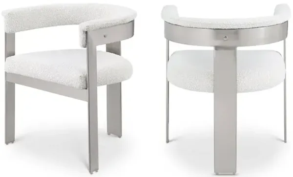 Meridian Furniture Romeo Cream Boucle Fabric Dining Chair, Set of 2