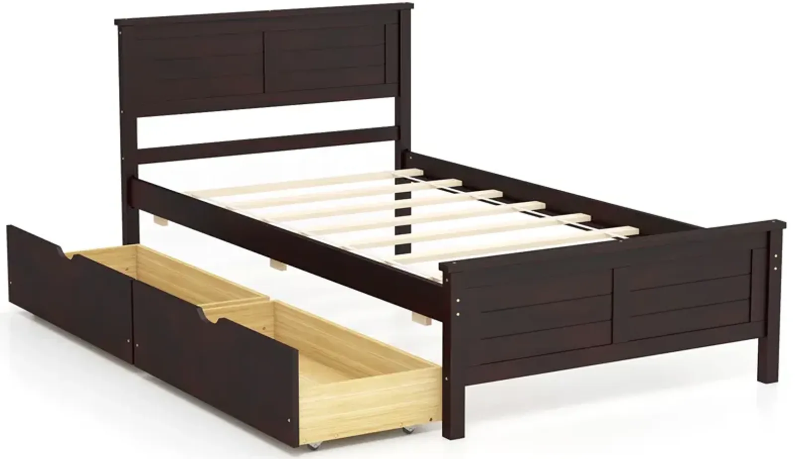 Twin Size Bed Frame with Storage Drawers