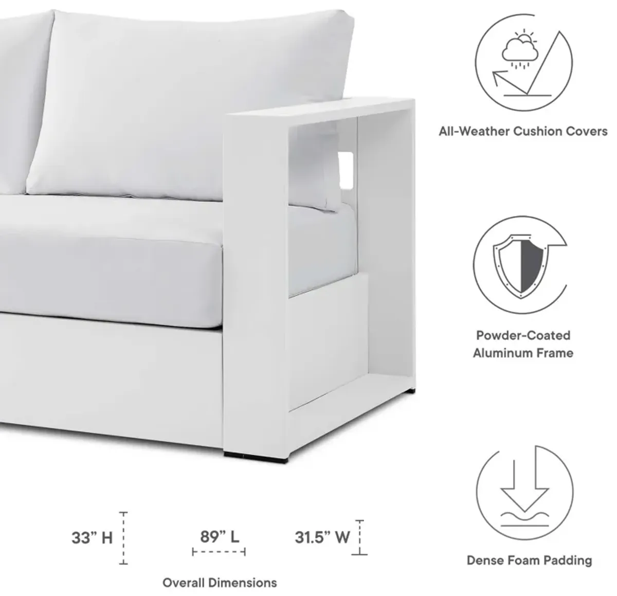 Modway - Tahoe Outdoor Patio Powder-Coated Aluminum Sofa