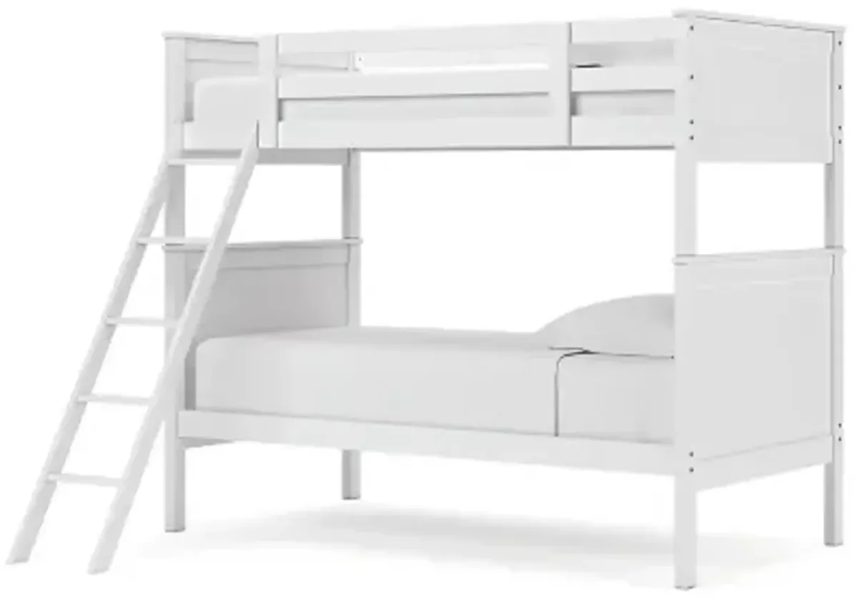 Nextonfort Twin Over Twin Bunk Bed in White